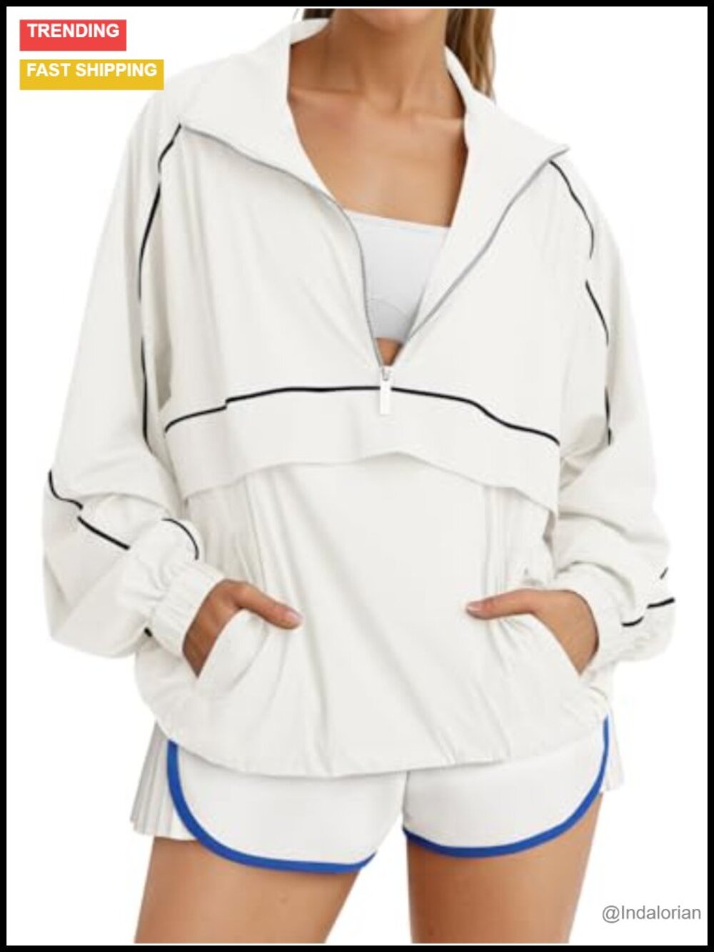 Women's Quarter Zip Pullover UPF 50+ Lightweight Windbreaker Running Hiking
